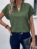 Kadın Kısa Kollu Hakim Yaka Sofya Bluz thumbnail 4