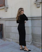 Kadın Uzun Kollu Yuvarlak Yaka Akrilik Elbise thumbnail 3