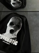 Kışlık Bisiklet Yaka Baskılı SweatShirt - Siyah - 3