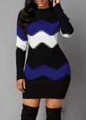 Kadın Uzun Kollu Zigzag Desen Triko Elbise thumbnail 1