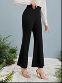 Kadın Yüksek Bel Yanları Tül Detaylı Dalgıç Tayt Pantolon thumbnail 5