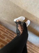 Kadın Dantel Eklemeli Ispanyol Paça Scuba Tayt Pantalon - 6