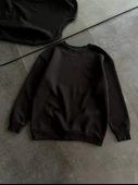 Kışlık Bisiklet Yaka Üç İplik Basic SweatShirt - Siyah - 4