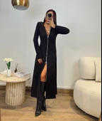 Kadın Uzun Kollu önden Fermuarlı Ithal Krep Elbise thumbnail 8