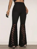 Kadın Yüksek Bel Dantel Detaylı Dalgıç Pantolon - 2
