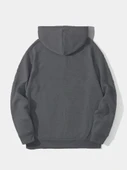 Erkek Düz Kapüşonlu Sweat - Füme thumbnail 1