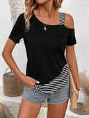 Kadın Kısa Kollu Omuzdan Askılı Viskon Bluz thumbnail 3