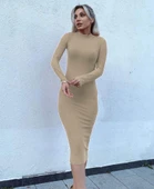 Kadın Yarım Balıkçı Yaka Süet Kumaş Fırsat ürün Midi Boy Elbise thumbnail 1