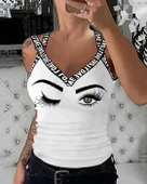 Kadın çapraz şeritli Göz Baskılı Viskon Bluz thumbnail 1