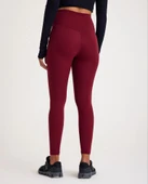 Nonofit Yüksek Bel Düz Sporcu Tayt - Bordo thumbnail 2