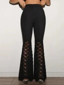 Kadın Yüksek Bel Dantel Detaylı Dalgıç Pantolon - 5