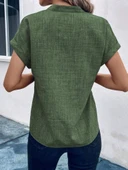 Kadın Kısa Kollu Hakim Yaka Sofya Bluz thumbnail 2