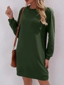 Kadın Uzun Kollu Bisiklet Yaka Iki Iplik Elbise thumbnail 2