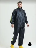 Tam Kalıp Motorcu Kurye Su Gecirmez Yağmurluk Takım - Siyah thumbnail 1