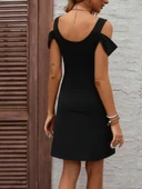 Kadın Askılı Soğuk Omuz Detaylı Modal Elbise thumbnail 3