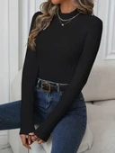Kadın Uzun Kollu Balıkçı Yaka şardonlu Kaşkorse Bluz - 5