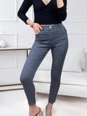 Likralı Yüksek Bel Jean Pantolon - 3