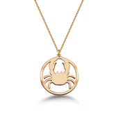Çember Yengeç Burcu Gümüş Kolye - Rose thumbnail 1