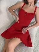 Kadın Askılı V Yaka Dantel Detay Fitilli Kaşkorse Gecelik thumbnail 1