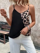 Kadın Ip Askılı V Yakalı Leopar Desenli Viskon Bluz thumbnail 1