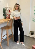 Kadın Beli Zincir Detay Ithal Krep Pantolon - 2