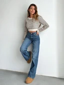 Kadın Uzun Kollu Balıkçı Yaka Crop Triko Bluz thumbnail 5