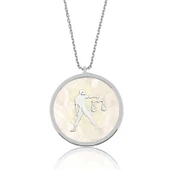 Gümüş Sedef Taşlı Terazi Burcu Bayan Kolye - 1