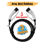 (3 Metre) Araç Şarj Kablosu 22 kW 3 Faz Type-2 Soket Elektrikli Çift taraflı Soketli Tak Çıkart thumbnail 2