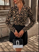 Kadın Uzun Kollu Kruvaze Yaka Krep Mini Boy Elbise thumbnail 6