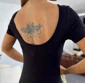 Kadın Kısa Kollu Sırt Dekolte Detay önü çift Yırtmaçlı Viskon Elbise thumbnail 2