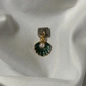 Lüks İtalyan Bileklik İnci İstiridye Bileklik Charm - Yeşil - 1