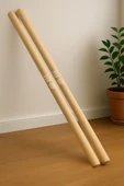 145 cm Uzun 25 mm Kalın Ahşap Pürüzsüz Yuvarlak Çubuk 2 Adet, Makrome Çubuğu, Hobi Çubuğu - 1
