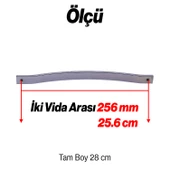 Akasya Krom Gümüş Çizgili Metal Mobilya Kulpu 256 mm Vida Aralığı Paslanmaz Sağlam Kulpları Kulbu thumbnail 2