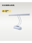 6W Ledli Kuğu Aplik  Beyaz Işık, Krom Flüt Aplik thumbnail 1