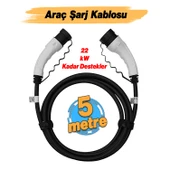 (5 Metre) Araç Şarj Kablosu 22 kW 3 Faz Type-2 Soket Elektrikli Çift taraflı Soketli Tak Çıkart thumbnail 2