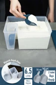 İronika Ölçü Kaşıklı Un Şeker Deterjan Saklama İstifleme Kabı Ölçülü Saklama Kutusu 6.5 Litre Mavi - 1