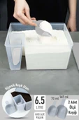 İronika Ölçü Kaşıklı Un Şeker Deterjan Saklama İstifleme Kabı Ölçülü Saklama Kutusu 6.5 Litre Antrasit - 1