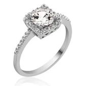 Gümüş Kare Tek Taş Bayan Yüzük thumbnail 1