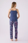 Pierre Cardin Kadın Mor Sabahlıklı Uzun Kol İp Askılı V Yaka 3'lü Pijama Takım - 6