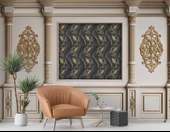 3D Beyaz Sütun Siyah Panel Saray Duvar Kağıdı Baskı - 6