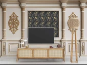 3D Beyaz Sütun Siyah Panel Saray Duvar Kağıdı Baskı - 3