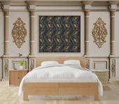 3D Beyaz Sütun Siyah Panel Saray Duvar Kağıdı Baskı - 2