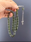 1000 AYAR İŞLEMELİ KAMİL PUĞ  ATEŞ KEHRİBAR 925 AYAR PÜSKÜL KESME KESİM 7,75X11mm - 4