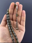 1000 AYAR İŞLEMELİ KAMİL PUĞ  ATEŞ KEHRİBAR 925 AYAR PÜSKÜL KESME KESİM 7,75X11mm - 3
