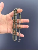 1000 AYAR İŞLEMELİ KAMİL PUĞ  ATEŞ KEHRİBAR 925 AYAR PÜSKÜL KESME KESİM 7,75X11mm - 2