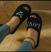 Kadın Kalp Desenli Peluş Ev Terliği - 3