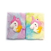Kabartmalı Unicorn Tasarımlı Peluş Hatıra Defteri - 1