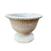 Bitki Tasarımı Ev dekorasyon Hasır Desen Ayaklı Aranjmanlık Beton Saksı Çiçeklik Saksılık thumbnail 4