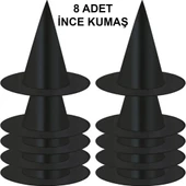 CEYLAN ADAM  8 Adet Siyah Cadı Şapkası – Yetişkin & Çocuk Kostüm Aksesuarı thumbnail 2