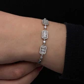 925 Ayar ​Gümüş Baget Taşlı Kadın Bileklik T8569 thumbnail 4